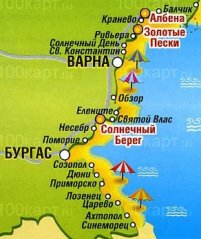 Курорты Болгарии. Туры и путевки в Болгарию.Отдых Цены курорты Болгарии карта